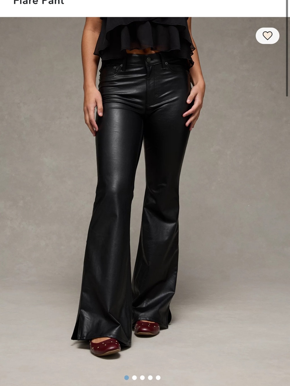 American Eagle Black Faux Leather Flare Pants